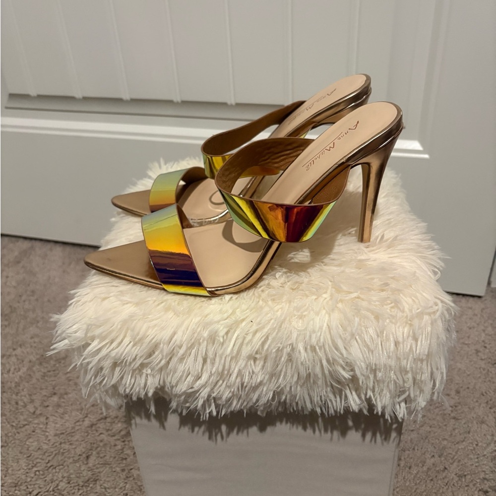 Anne Michelle Gold and Multicolor Strappy Heels